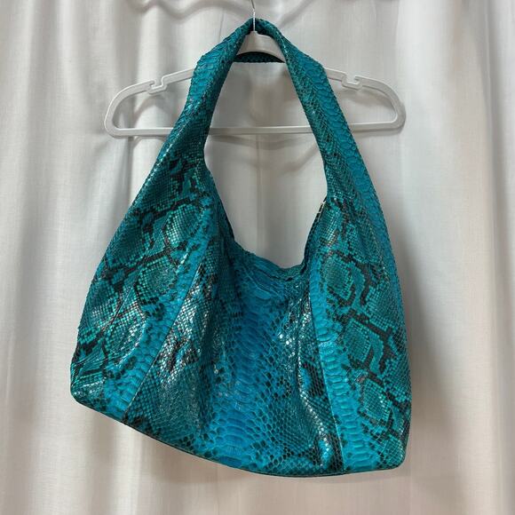 Ximena Kavalekas Python Single Shoulder Strap Hobo Bag Turquoise Teal Black - Picture 9 of 11